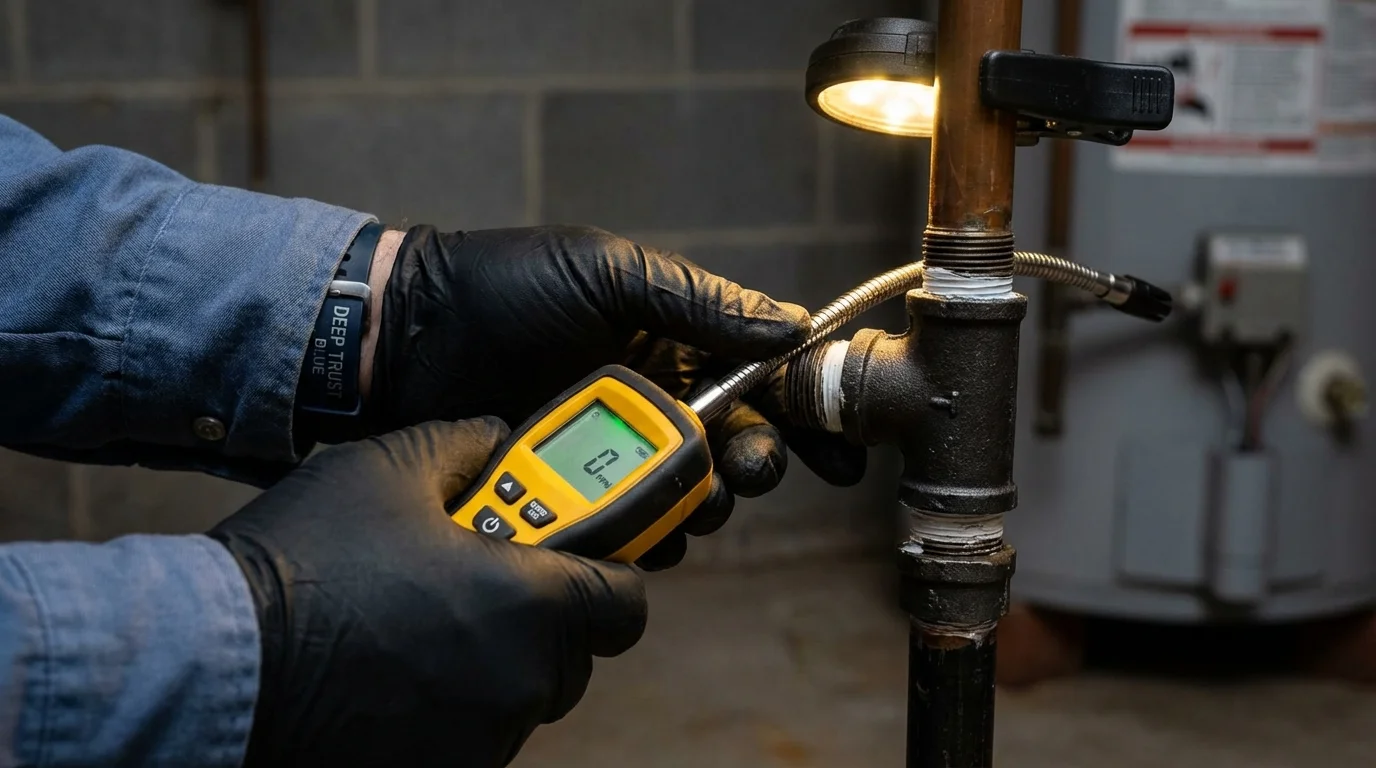 Gas leak detection with electronic sniffer by Johns Plumbing LLC in Bonne Terre